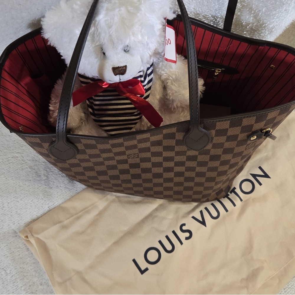 Louis Vuitton Damier Ebene Tote with Red Interior